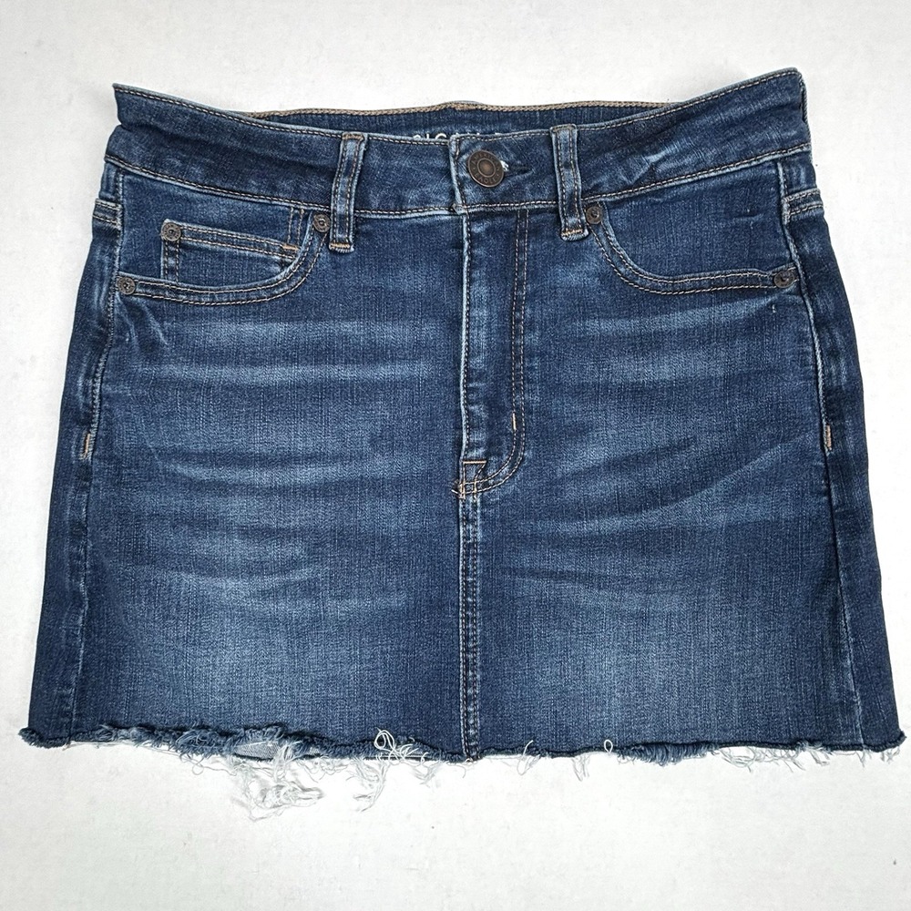 American Eagle Women's 6 Cotton Blue Hi Rise Mini Denim Skirt Zip Solid Summer